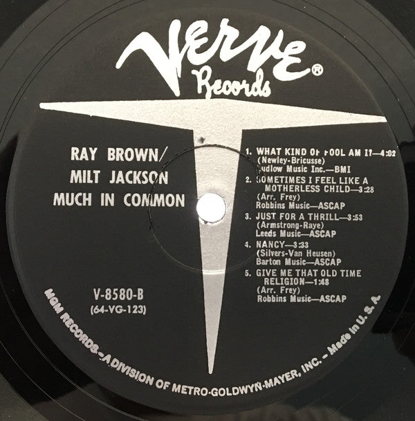 Ray Brown / Milt Jackson ~ Much In Common (Vinyl) - Djungel & Jazz