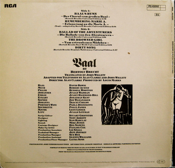 David Bowie ~ David Bowie In Bertolt Brecht's Baal (Vinyl) - Djungel & Jazz