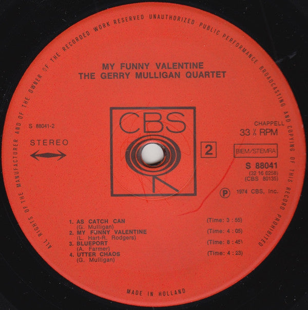 Gerry Mulligan Quartet ~ My Funny Valentine 1958-1962 (Vinyl) - Djungel & Jazz