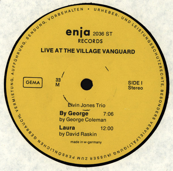 Elvin Jones : Live At The Village Vanguard (LP, Album)