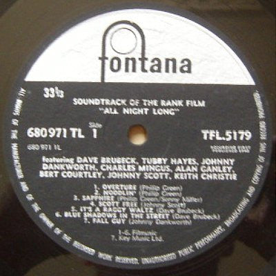Various ~ Music From The Sound Track 'All Night Long' (Vinyl) - Djungel & Jazz