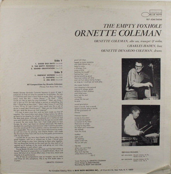 Ornette Coleman ~ The Empty Foxhole (Vinyl) - Djungel & Jazz