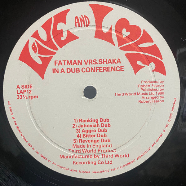 Jah Shaka Vs Ken 'Fatman' Gordon : Dub Confrontation Shaka (Warrior) Vs Fatman (Killer) (LP, Album, Red)