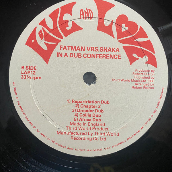 Jah Shaka Vs Ken 'Fatman' Gordon : Dub Confrontation Shaka (Warrior) Vs Fatman (Killer) (LP, Album, Red)