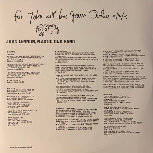 John Lennon / Plastic Ono Band* : John Lennon / Plastic Ono Band (LP, Album, RE + LP)