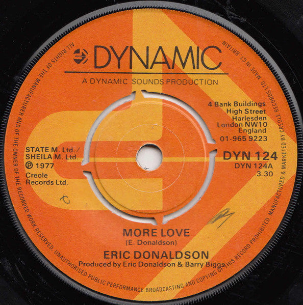 Eric Donaldson : More Love (7")