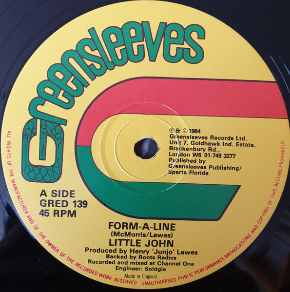 Little John / Yellowman : Form-A-Line / Rub And Go Down (12")
