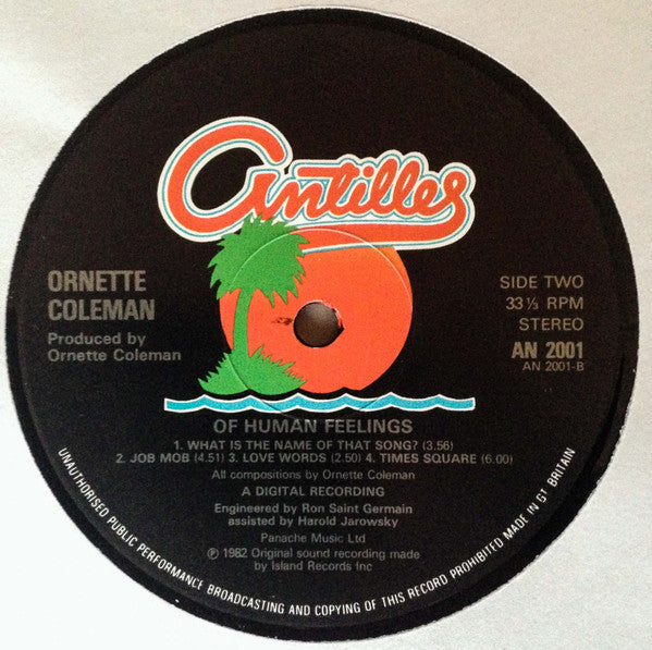Ornette Coleman ~ Of Human Feelings (Vinyl) - Djungel & Jazz
