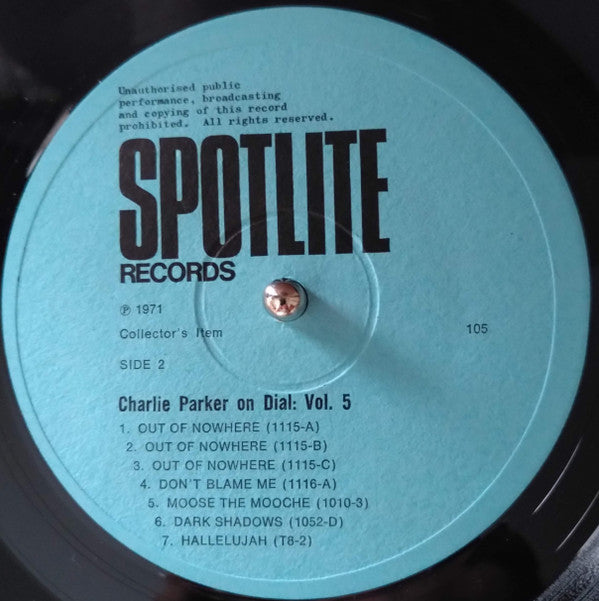 Charlie Parker : Charlie Parker On Dial Volume 5 (LP, Comp, Mono)