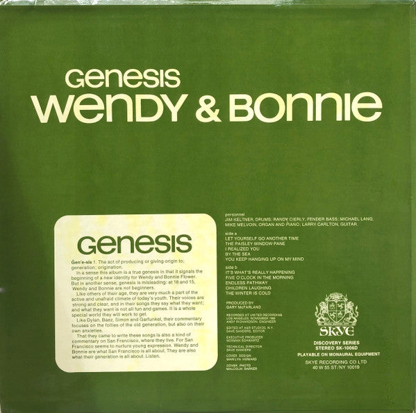 Wendy & Bonnie : Genesis (LP, Album, Son)