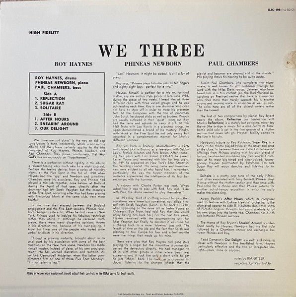 Roy Haynes With Phineas Newborn | Paul Chambers  ~ We Three (Vinyl) - Djungel & Jazz