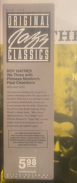 Roy Haynes With Phineas Newborn | Paul Chambers  ~ We Three (Vinyl) - Djungel & Jazz