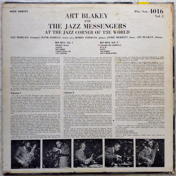 Art Blakey & The Jazz Messengers ~ At The Jazz Corner Of The World Vol. 2 (Vinyl) - Djungel & Jazz