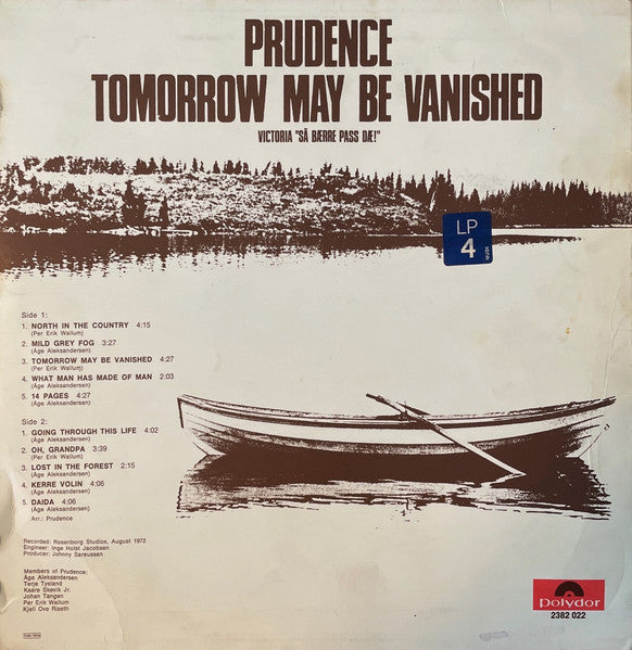 Prudence  ~ Tomorrow May Be Vanished (Vinyl) - Djungel & Jazz