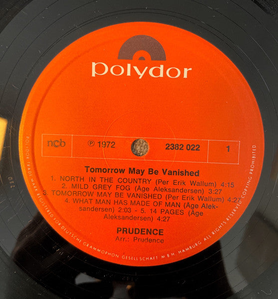 Prudence  ~ Tomorrow May Be Vanished (Vinyl) - Djungel & Jazz