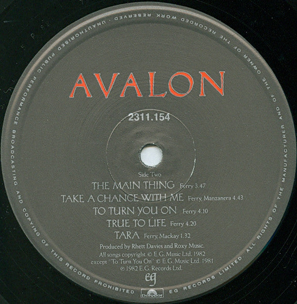 Roxy Music ~ Avalon (Vinyl) - Djungel & Jazz