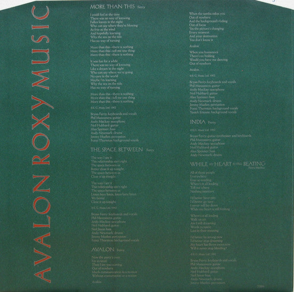 Roxy Music ~ Avalon (Vinyl) - Djungel & Jazz