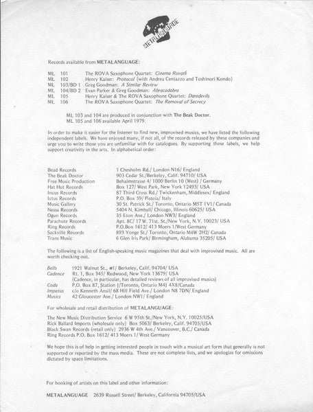 Henry Kaiser / Andrea Centazzo / Toshinori Kondo ~ Protocol (Vinyl) - Djungel & Jazz