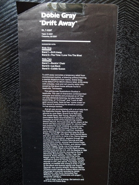 Dobie Gray : Drift Away (LP, Album, Pin)