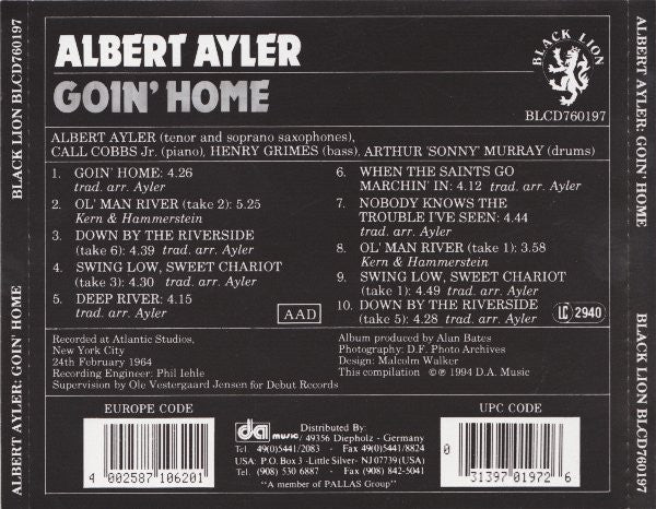 Albert Ayler ~ Goin' Home (Vinyl) - Djungel & Jazz