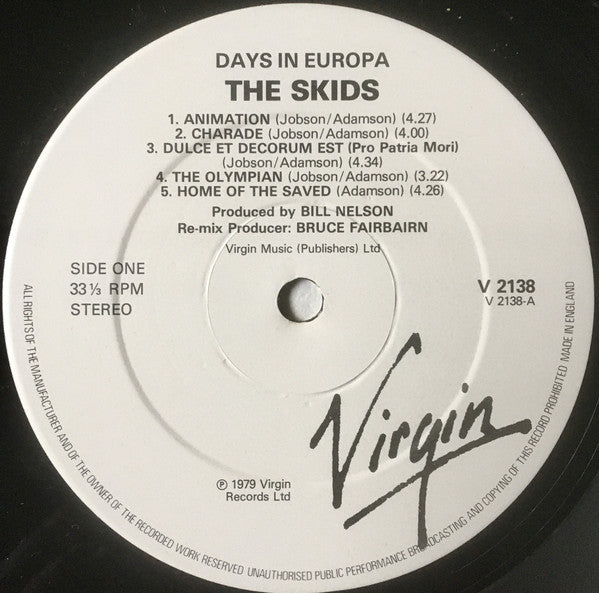 Skids ~ Days In Europa (Vinyl) - Djungel & Jazz