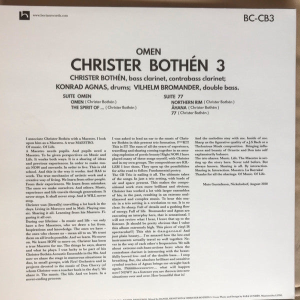 Christer Bothén 3 ~ Omen (Vinyl) - Djungel & Jazz