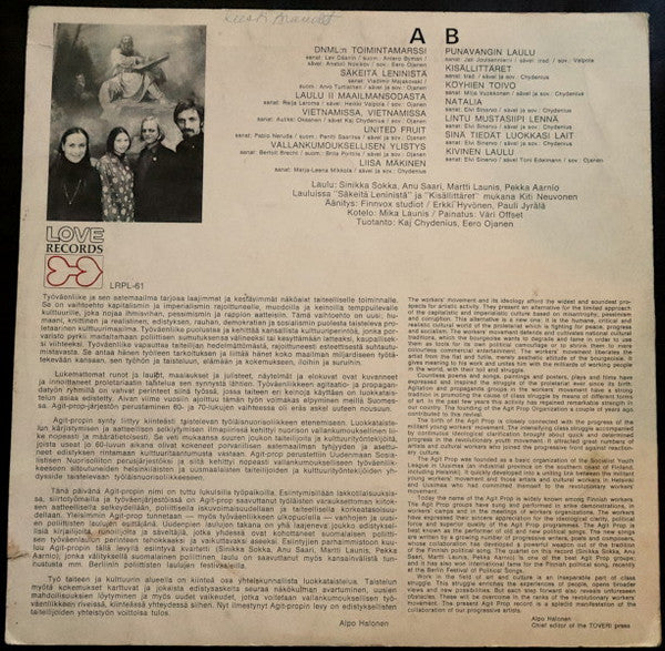 Agit-Prop : Agit-propin Kvartetti Laulaa Työväenlauluja (LP, Album)