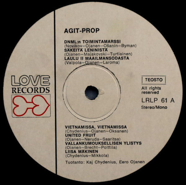 Agit-Prop : Agit-propin Kvartetti Laulaa Työväenlauluja (LP, Album)
