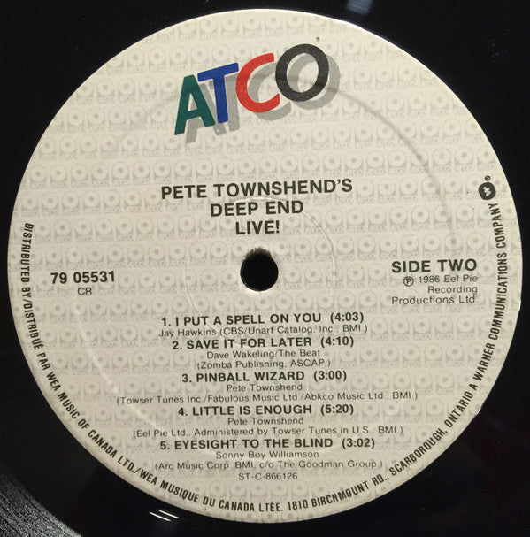 Pete Townshend 's Deep End  ~ Live! (Vinyl) - Djungel & Jazz