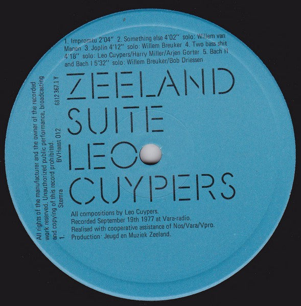 Leo Cuypers ~ Zeeland Suite (Vinyl) - Djungel & Jazz