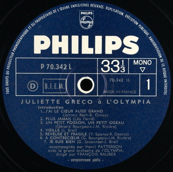 Juliette Gréco ~ À L'Olympia (Vinyl) - Djungel & Jazz