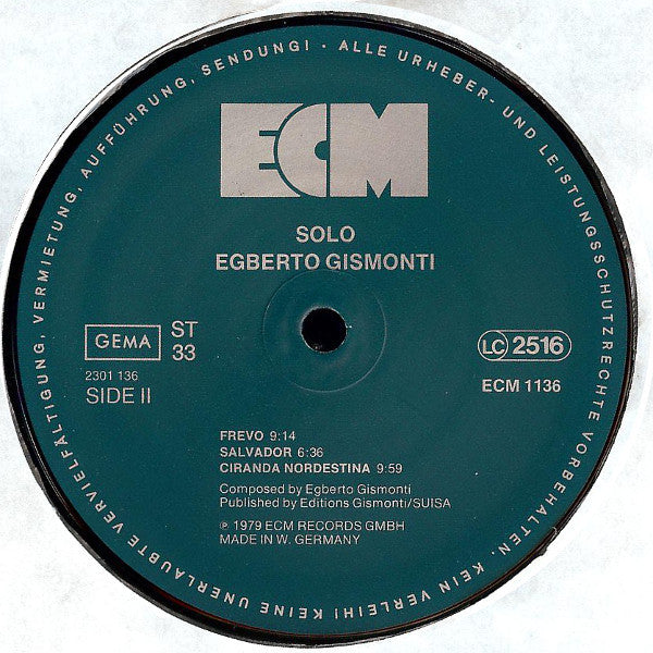 Egberto Gismonti : Solo (LP, Album)