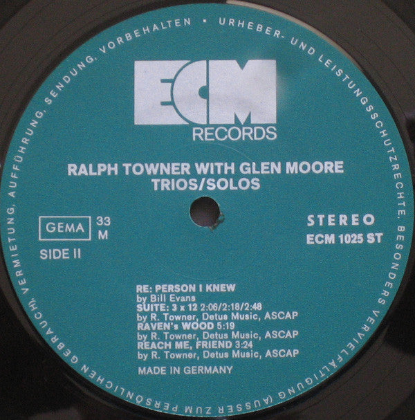 Ralph Towner With Glen Moore ~ Trios / Solos (Vinyl) - Djungel & Jazz