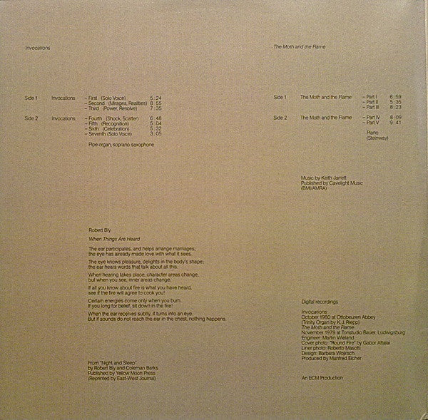 Keith Jarrett : Invocations / The Moth And The Flame (2xLP, Album, Gat)