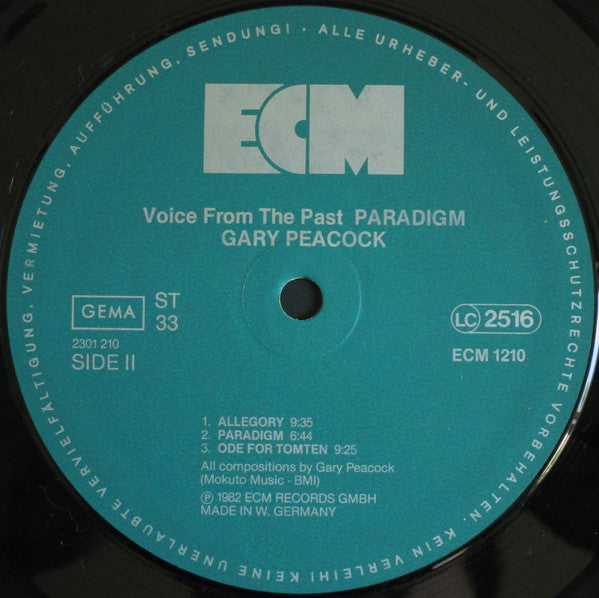 Gary Peacock : Voice From The Past - Paradigm (LP, Album)