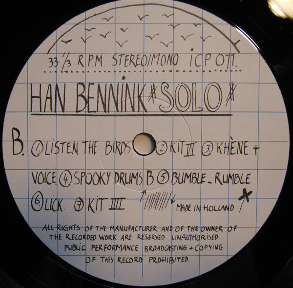 Han Bennink ~ Solo – Voor Masje (Vinyl) - Djungel & Jazz