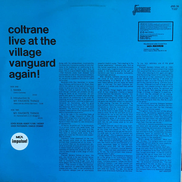 John Coltrane : Live At The Village Vanguard Again! (LP, Album, RE)