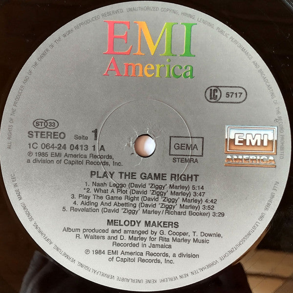 The Melody Makers : Play The Game Right (LP, Album)
