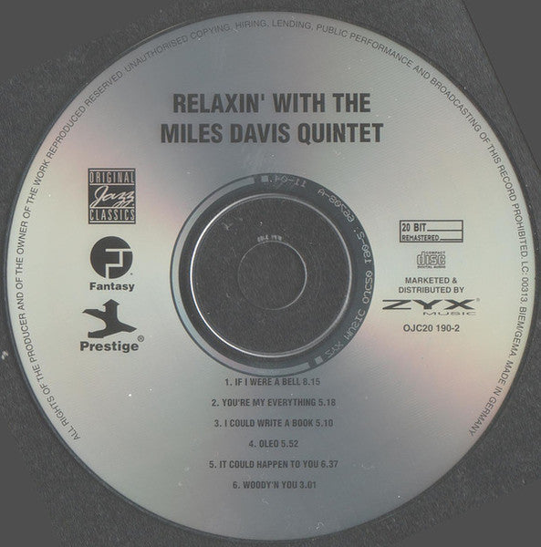 The Miles Davis Quintet ~ Relaxin' With The Miles Davis Quintet (Vinyl) - Djungel & Jazz