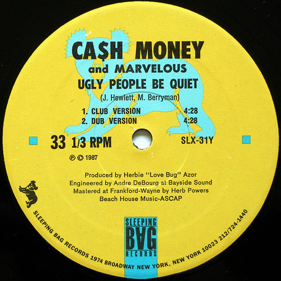 Ca$h Money And Marvelous ~ Play It Kool / Ugly People Be Quiet (Vinyl) - Djungel & Jazz
