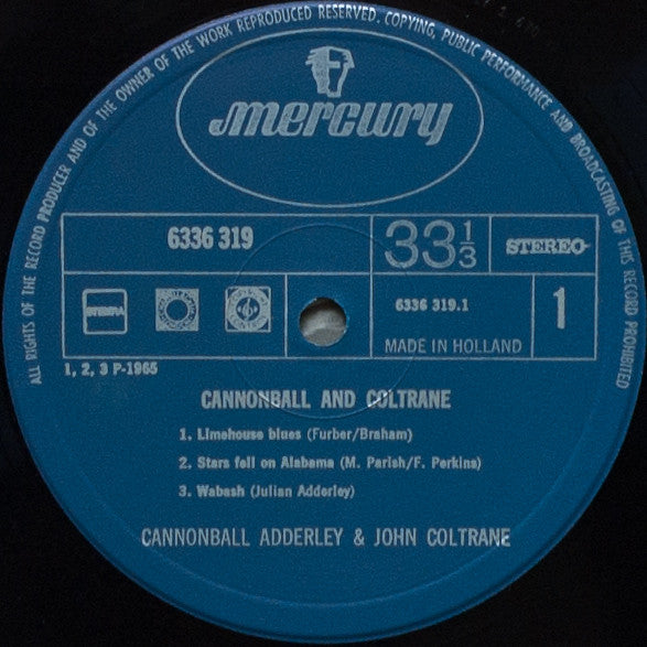 Cannonball Adderley & John Coltrane ~ Cannonball And Coltrane (Vinyl) - Djungel & Jazz