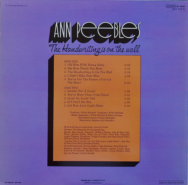 Ann Peebles ~ The Handwriting Is On The Wall (Vinyl) - Djungel & Jazz