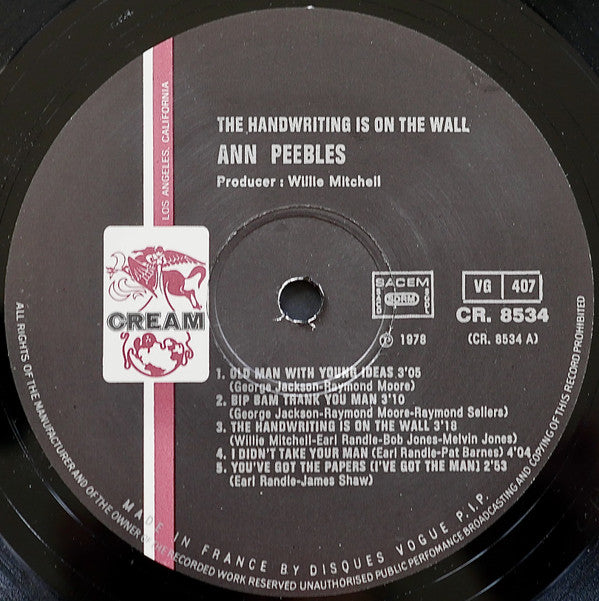 Ann Peebles ~ The Handwriting Is On The Wall (Vinyl) - Djungel & Jazz