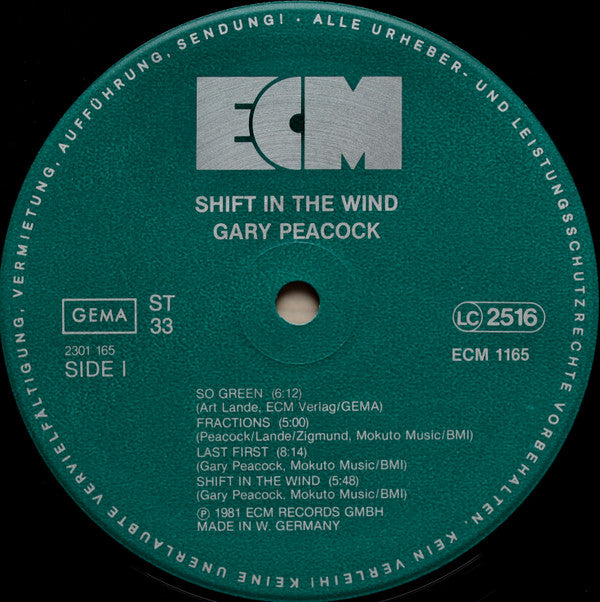 Gary Peacock, Art Lande, Eliot Zigmund ~ Shift In The Wind (Vinyl) - Djungel & Jazz