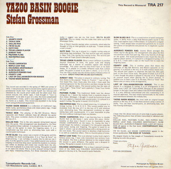Stefan Grossman ~ Yazoo Basin Boogie (Vinyl) - Djungel & Jazz