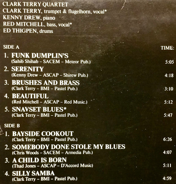 Clark Terry Quartet Featuring Red Mitchell ~ Funk Dumplin's (Vinyl) - Djungel & Jazz