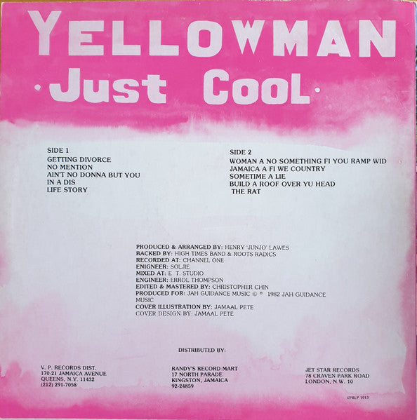Yellowman : Just Cool (LP, Album)