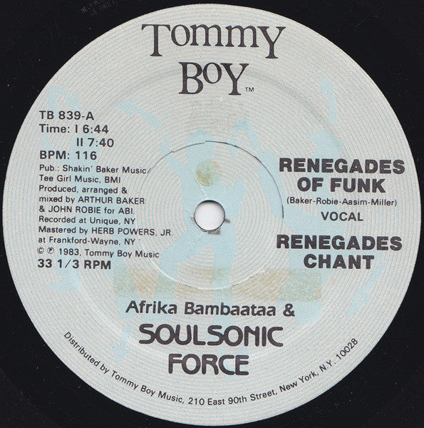 Afrika Bambaataa & Soulsonic Force : Renegades Of Funk! (12")