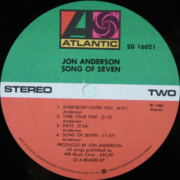 Jon Anderson ~ Song Of Seven (Vinyl) - Djungel & Jazz