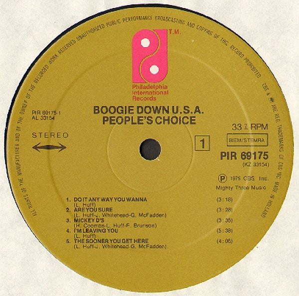 People's Choice : Boogie Down U.S.A. (LP, Album)